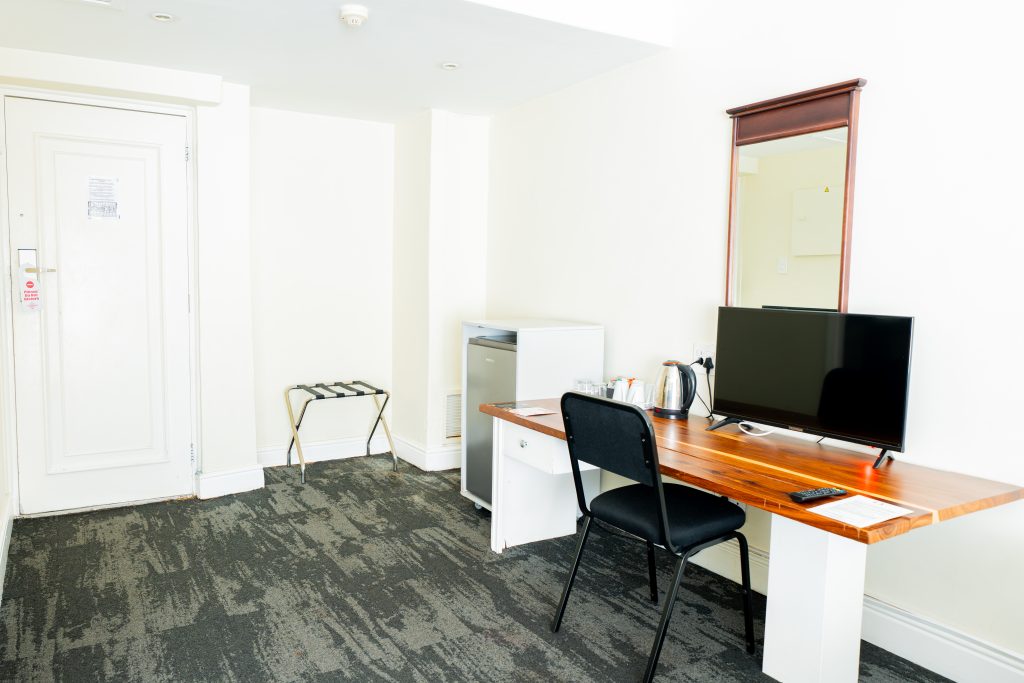 A room set up to work in at InnsCape Classic